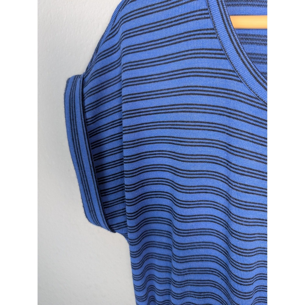 T By Talbots Dress Womens M Blue Midi T Shirt Dress Striped Scoop Neck - Picture 6 of 9